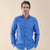 Men's Long Sleeve Button Linen Shirt - Cobalt Main Image